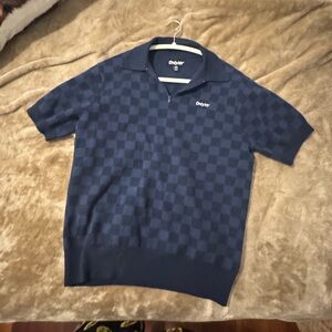 OnlyNY Navy Checkered Crewneck Sweater